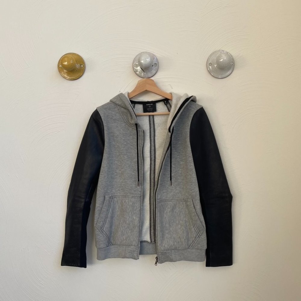 Barneys x Francis Leon Leather Sleeve Hoodie